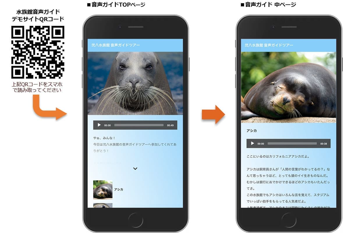 水族館用スマホ音声ガイドデモサイト